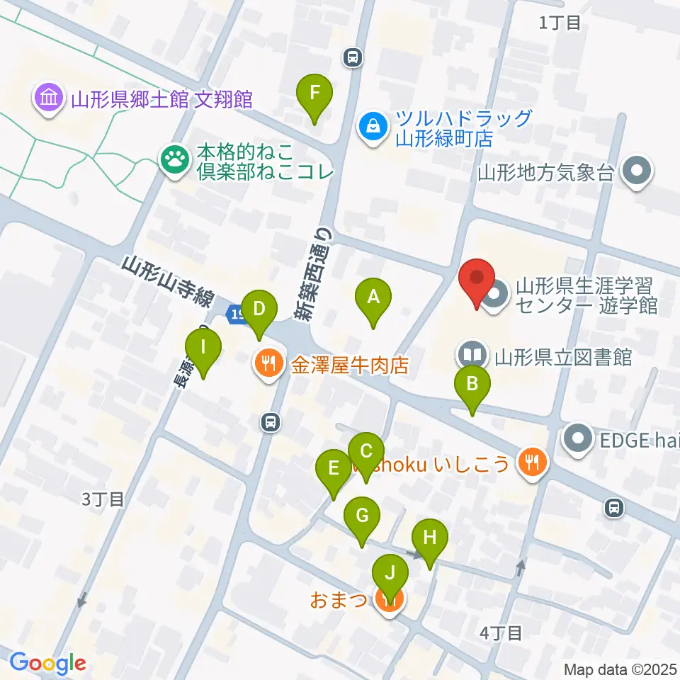 山形県生涯学習センター遊学館周辺の駐車場・コインパーキング一覧地図