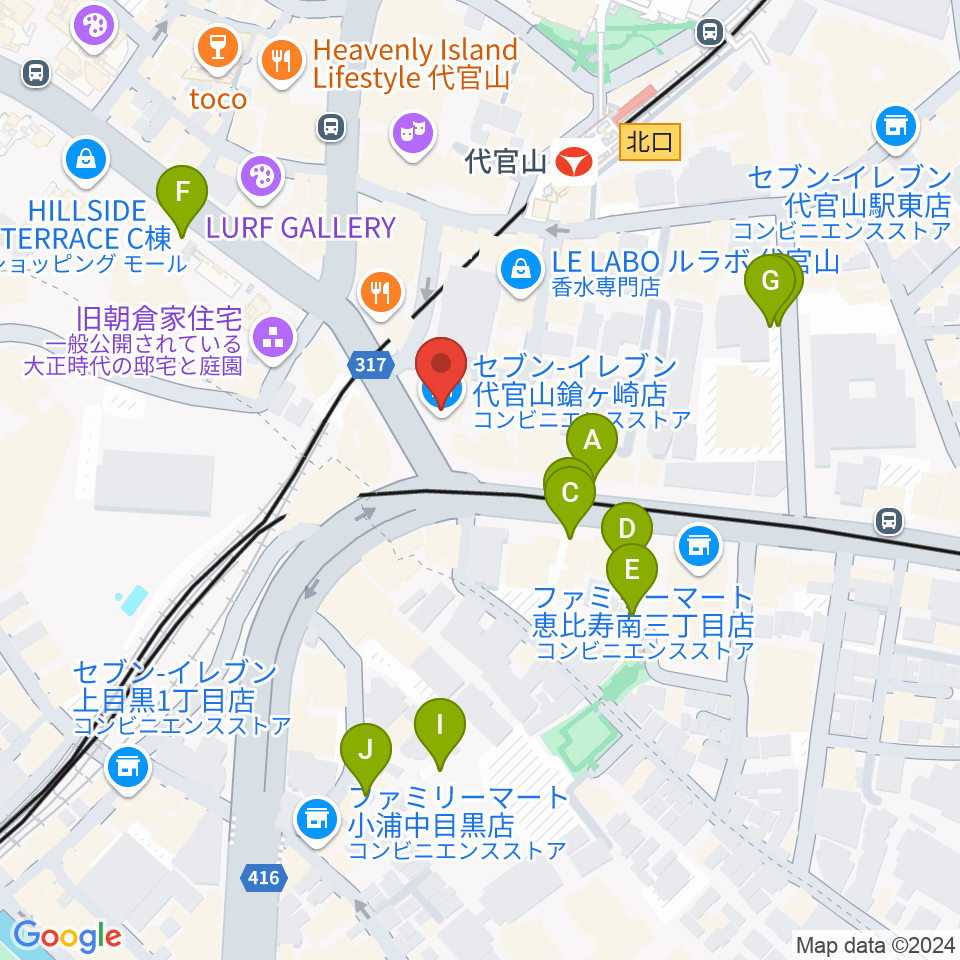 代官山B1FLAT周辺の駐車場・コインパーキング一覧地図