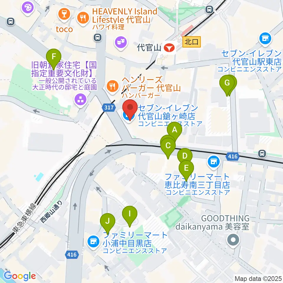 代官山B1FLAT周辺の駐車場・コインパーキング一覧地図