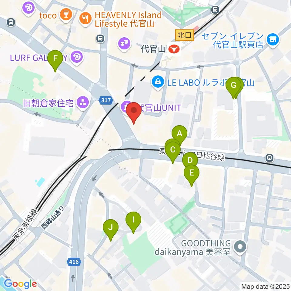 代官山B1FLAT周辺の駐車場・コインパーキング一覧地図