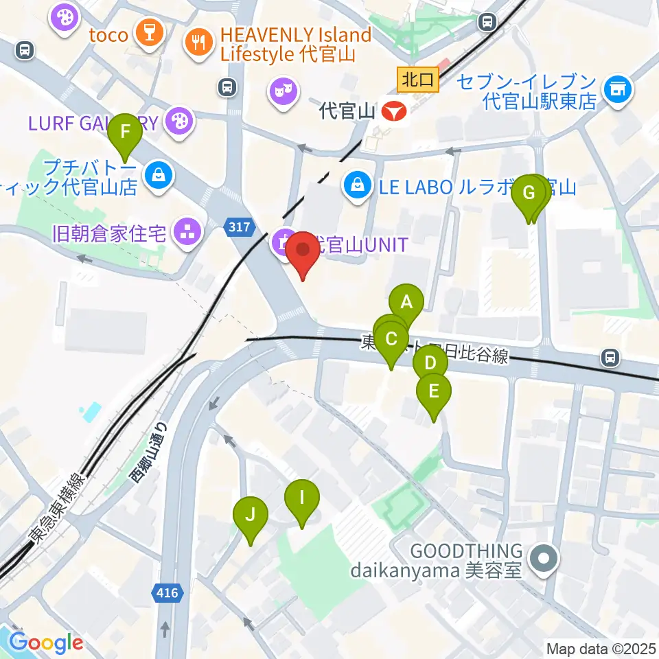 代官山B1FLAT周辺の駐車場・コインパーキング一覧地図