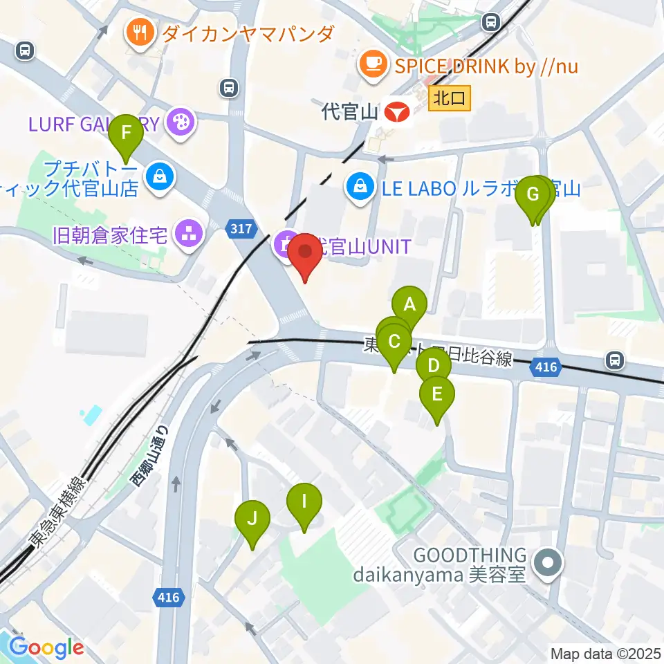 代官山B1FLAT周辺の駐車場・コインパーキング一覧地図
