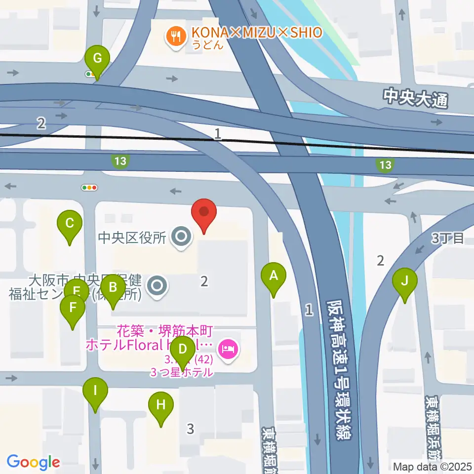 J:COM中央区民センター周辺の駐車場・コインパーキング一覧地図