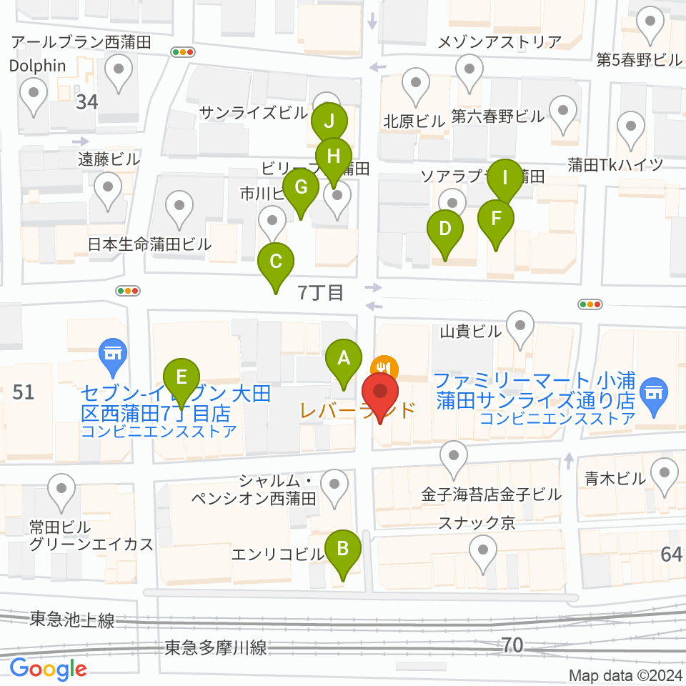 新堀ギター音楽院 蒲田教室周辺の駐車場・コインパーキング一覧地図