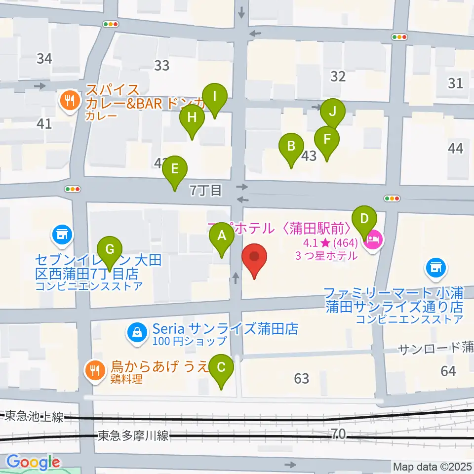 新堀ギター音楽院 蒲田教室周辺の駐車場・コインパーキング一覧地図