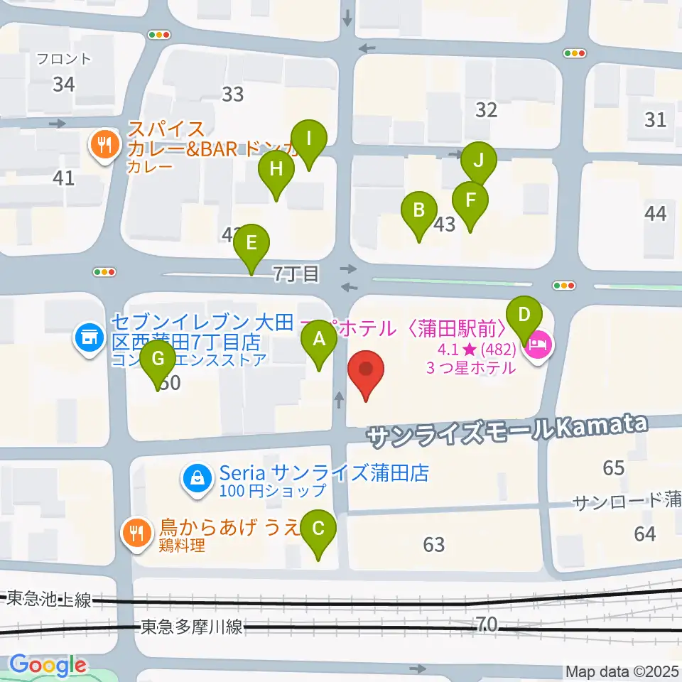 新堀ギター音楽院 蒲田教室周辺の駐車場・コインパーキング一覧地図