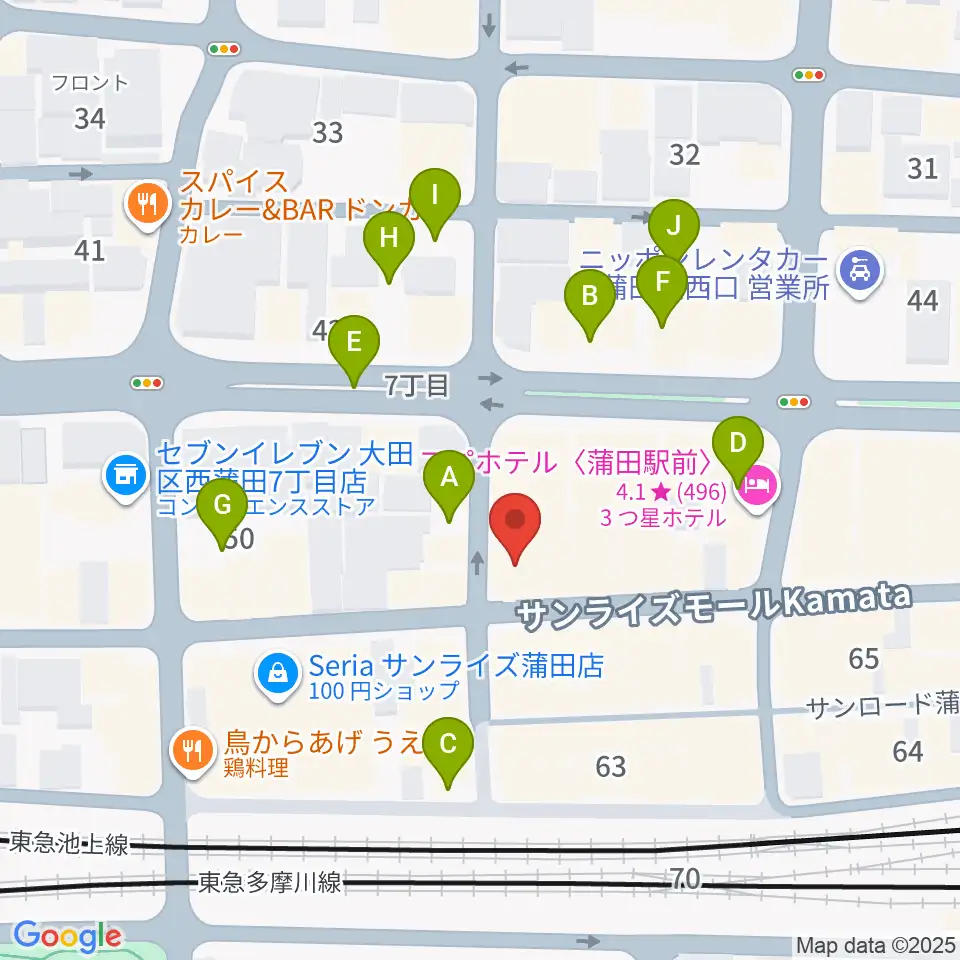 新堀ギター音楽院 蒲田教室周辺の駐車場・コインパーキング一覧地図