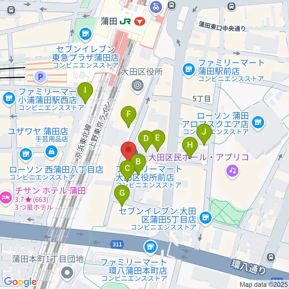 カワイ音楽教室 蒲田センター周辺の駐車場・コインパーキング一覧地図