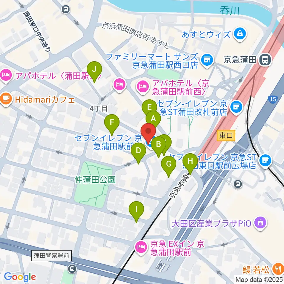 スター楽器蒲田センター周辺の駐車場・コインパーキング一覧地図