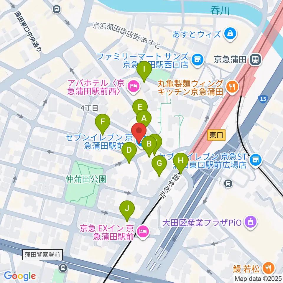 スター楽器蒲田センター周辺の駐車場・コインパーキング一覧地図