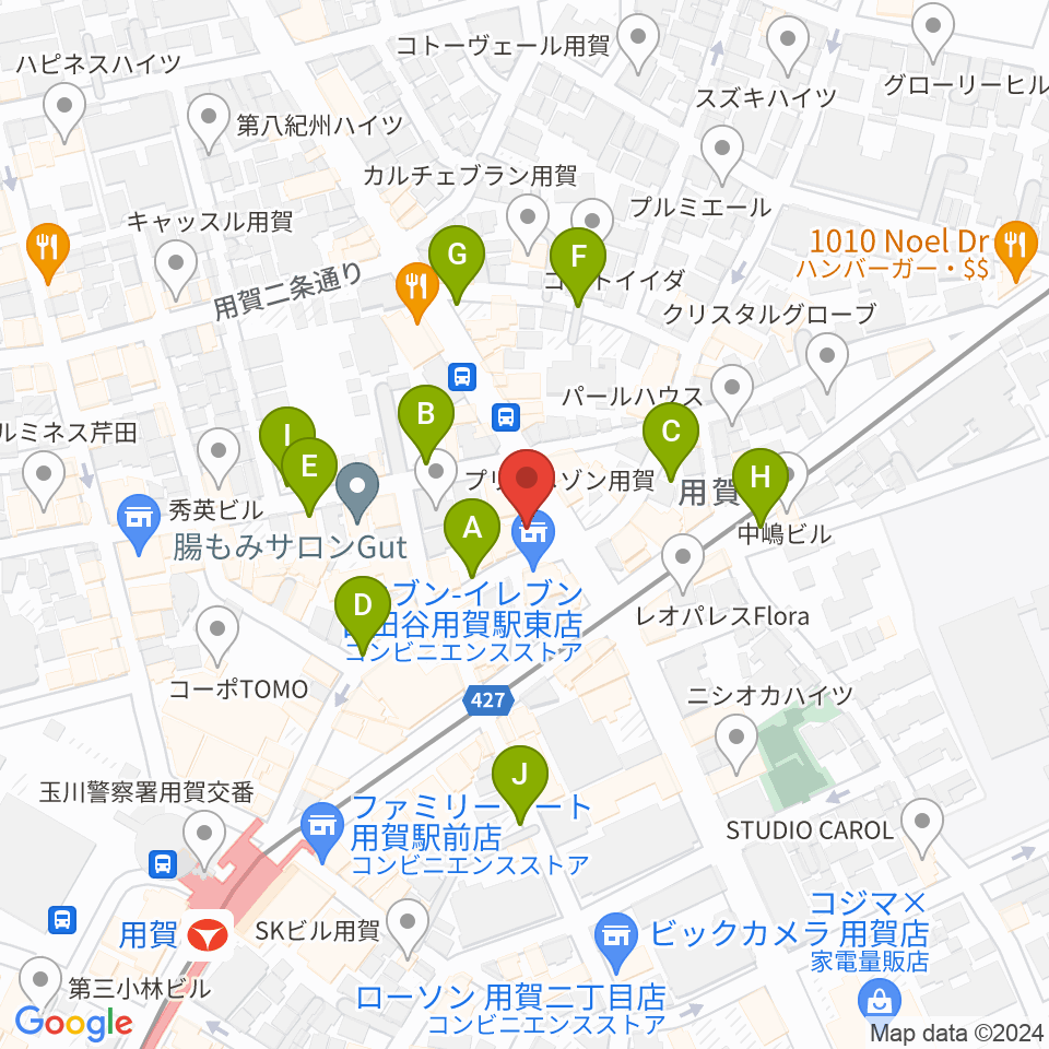 用賀 お琴・三味線・尺八教室周辺の駐車場・コインパーキング一覧地図