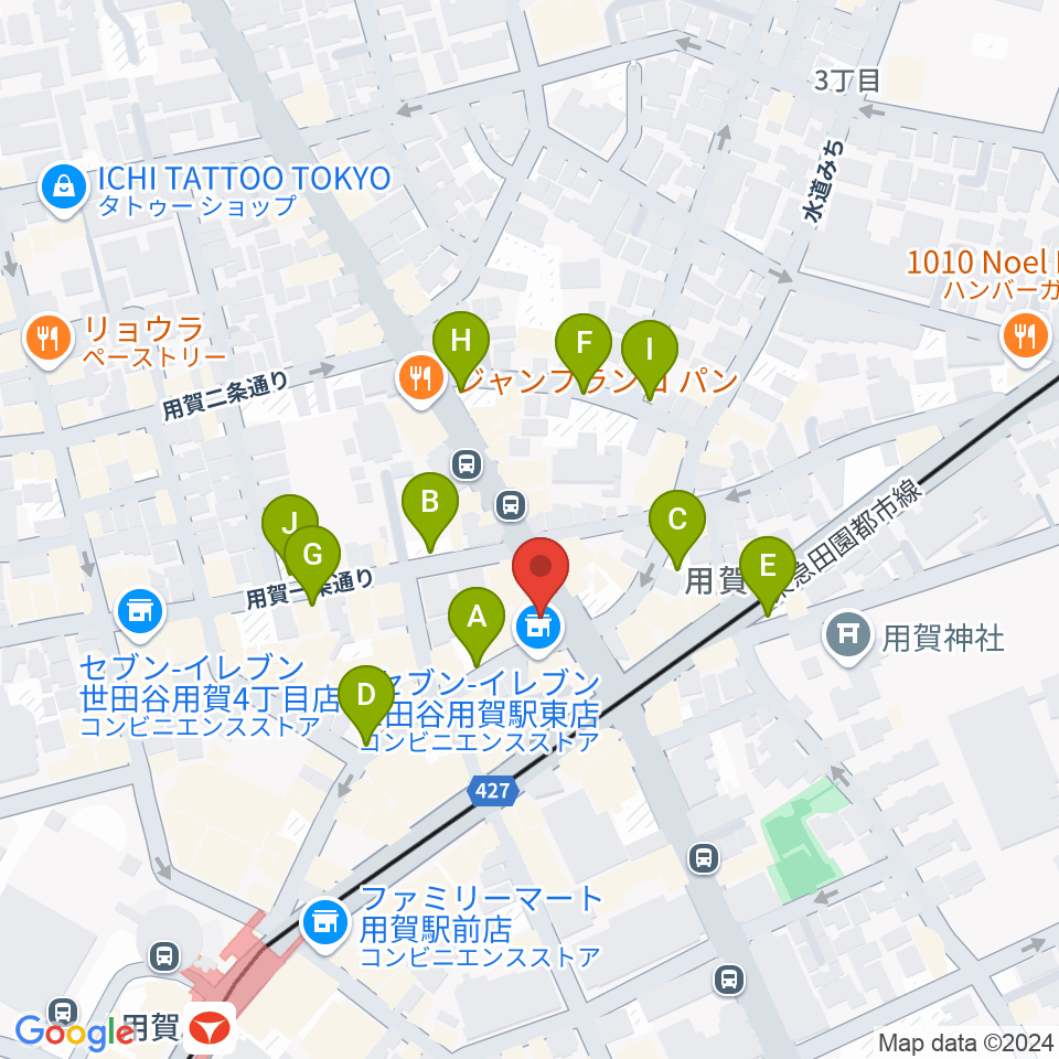 用賀 お琴・尺八・篠笛教室周辺の駐車場・コインパーキング一覧地図