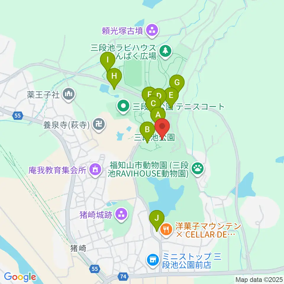 三段池公園総合体育館周辺の駐車場・コインパーキング一覧地図