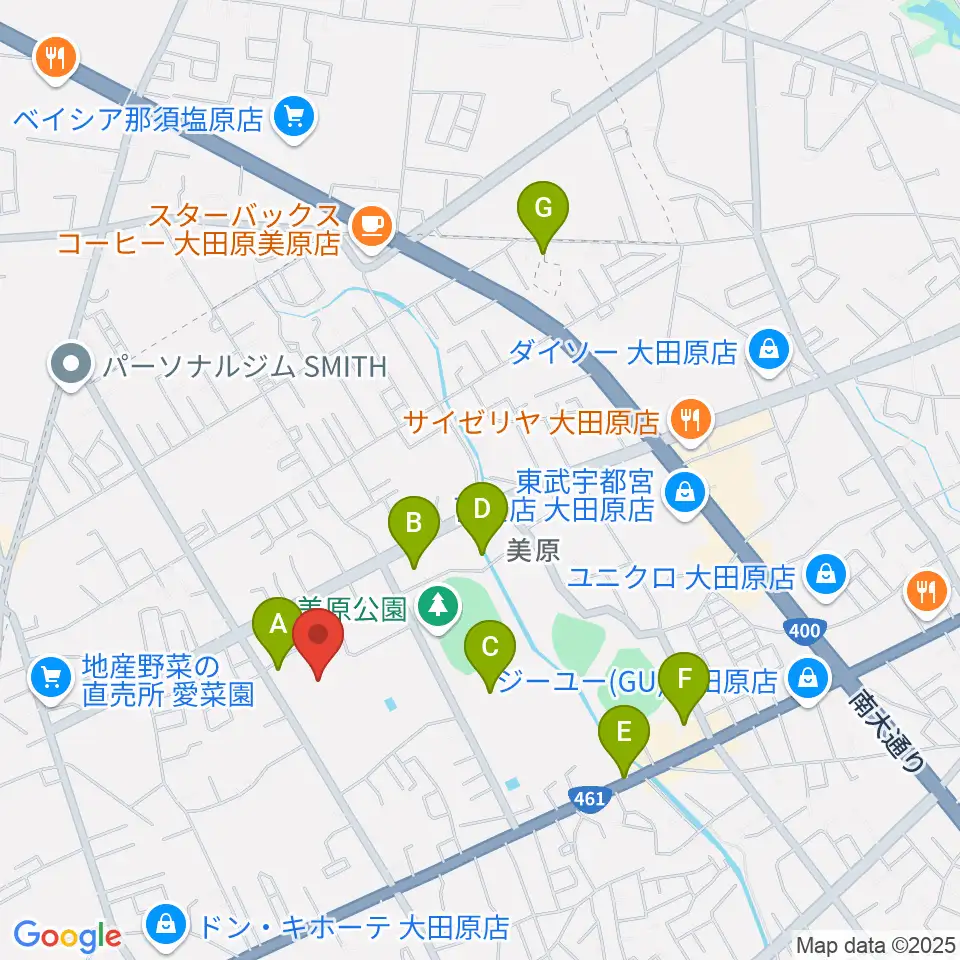栃木県立県北体育館周辺の駐車場・コインパーキング一覧地図