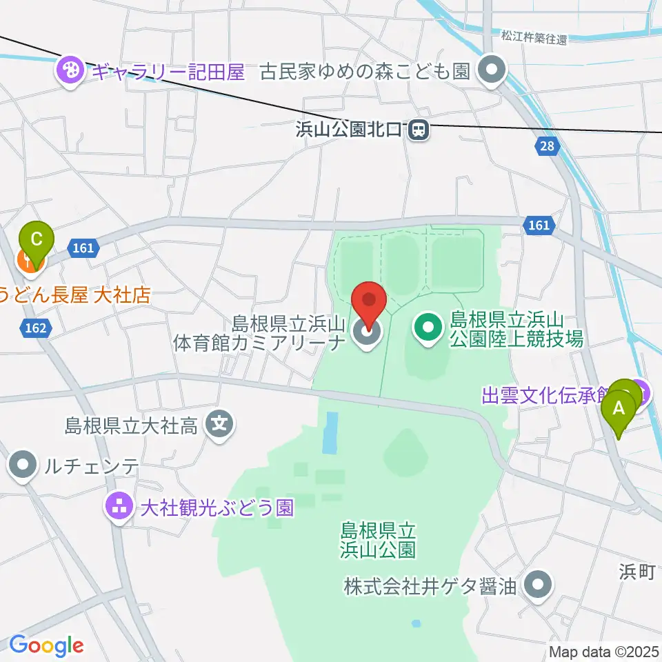 島根県立浜山体育館カミアリーナ周辺の駐車場・コインパーキング一覧地図