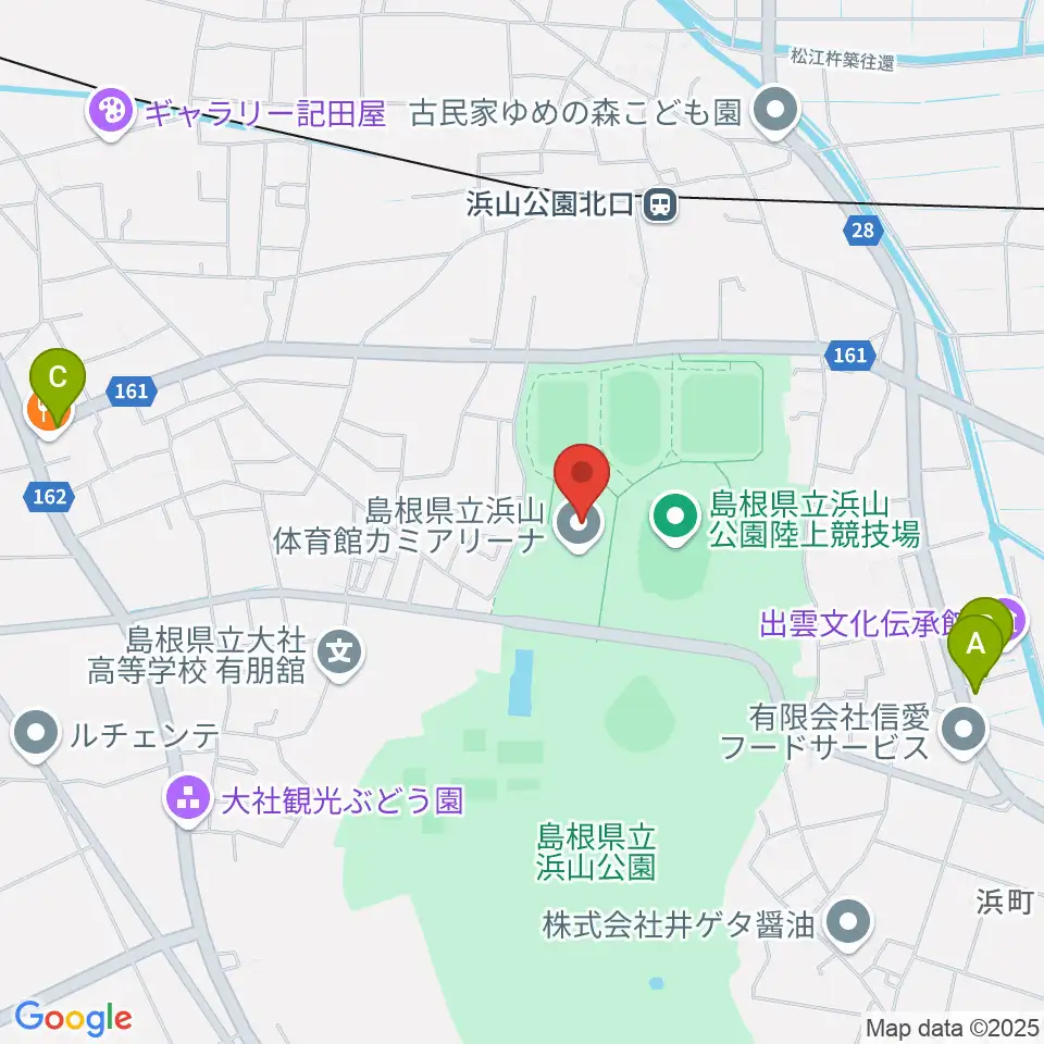 島根県立浜山体育館カミアリーナ周辺の駐車場・コインパーキング一覧地図