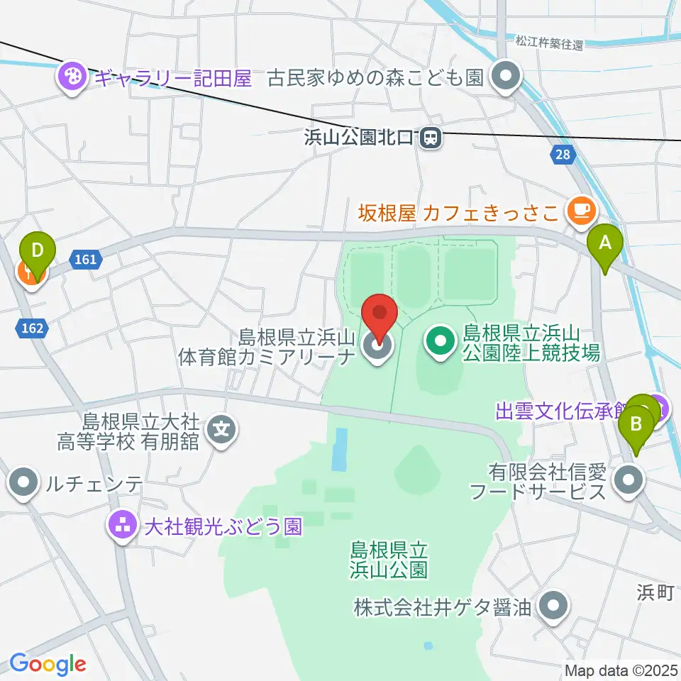 島根県立浜山体育館カミアリーナ周辺の駐車場・コインパーキング一覧地図