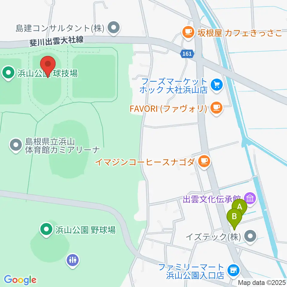 島根県立浜山公園補助競技場周辺の駐車場・コインパーキング一覧地図