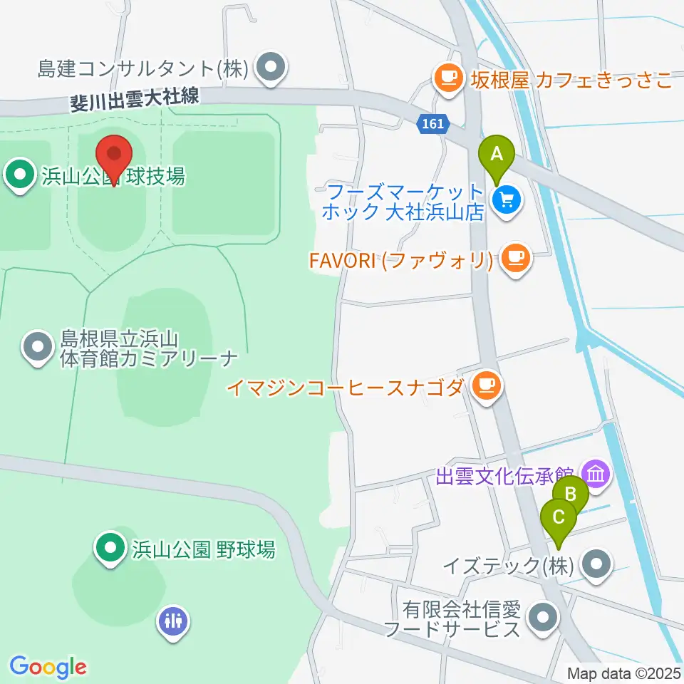 島根県立浜山公園補助競技場周辺の駐車場・コインパーキング一覧地図