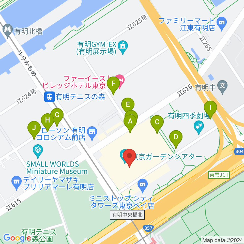 東京ガーデンシアター周辺の駐車場・コインパーキング一覧地図