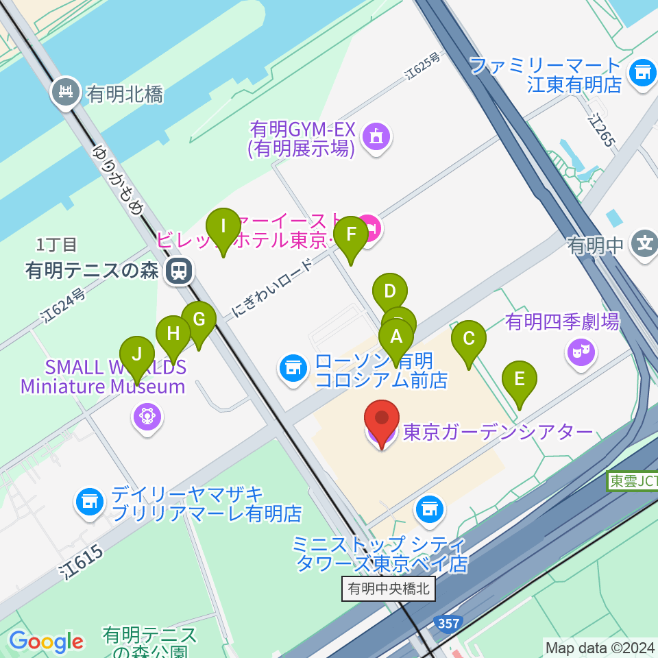 東京ガーデンシアター周辺の駐車場・コインパーキング一覧地図