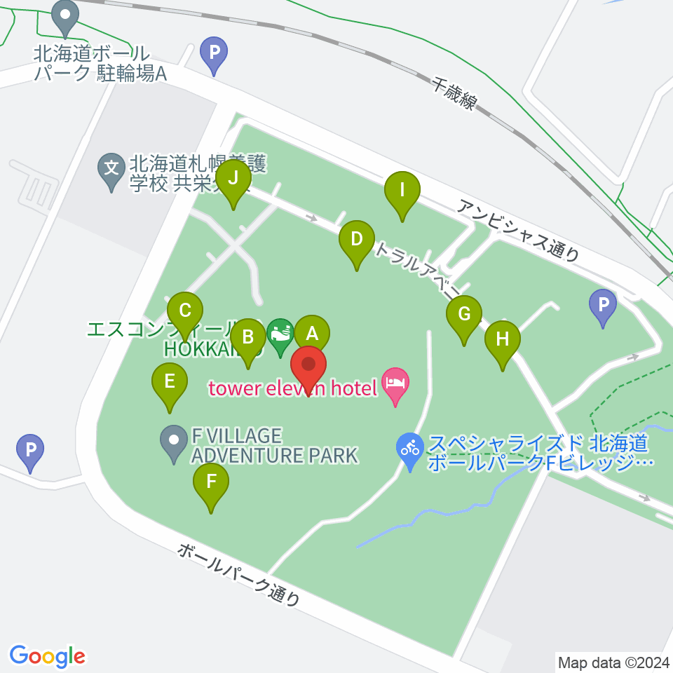 エスコンフィールドHOKKAIDO周辺の駐車場・コインパーキング一覧地図