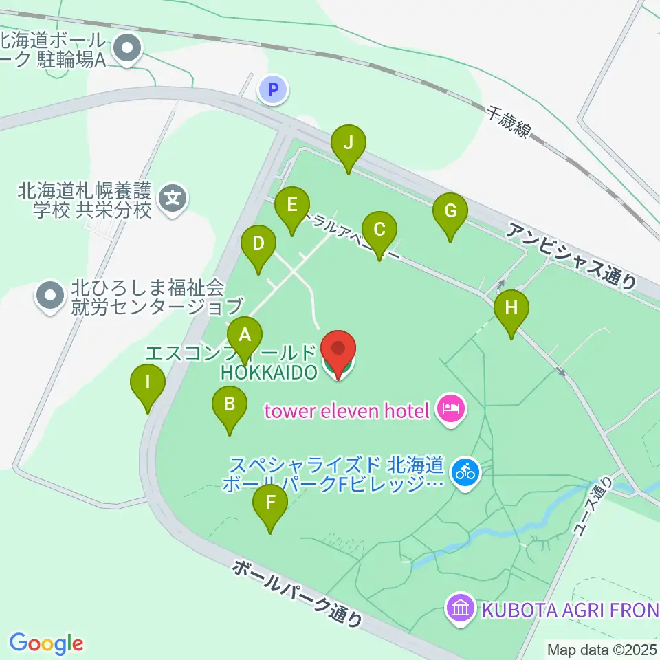 エスコンフィールドHOKKAIDO周辺の駐車場・コインパーキング一覧地図