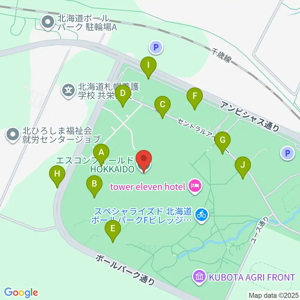 エスコンフィールドHOKKAIDO周辺の駐車場・コインパーキング一覧地図