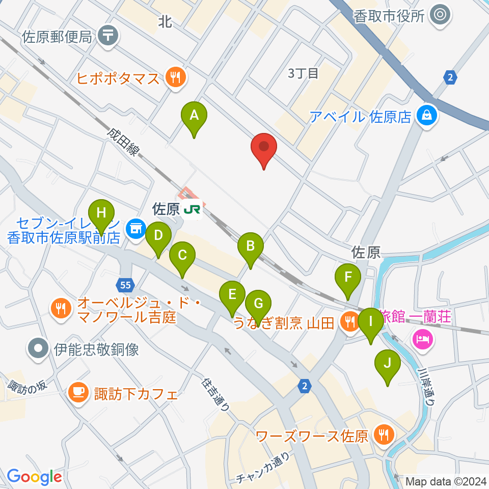 香取市佐原文化会館周辺の駐車場・コインパーキング一覧地図