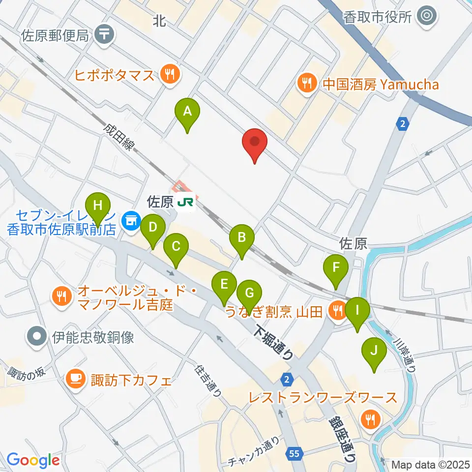 香取市佐原文化会館周辺の駐車場・コインパーキング一覧地図