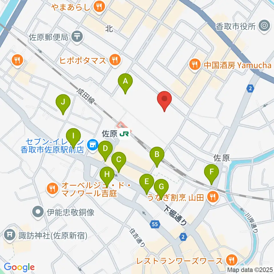 香取市佐原文化会館周辺の駐車場・コインパーキング一覧地図