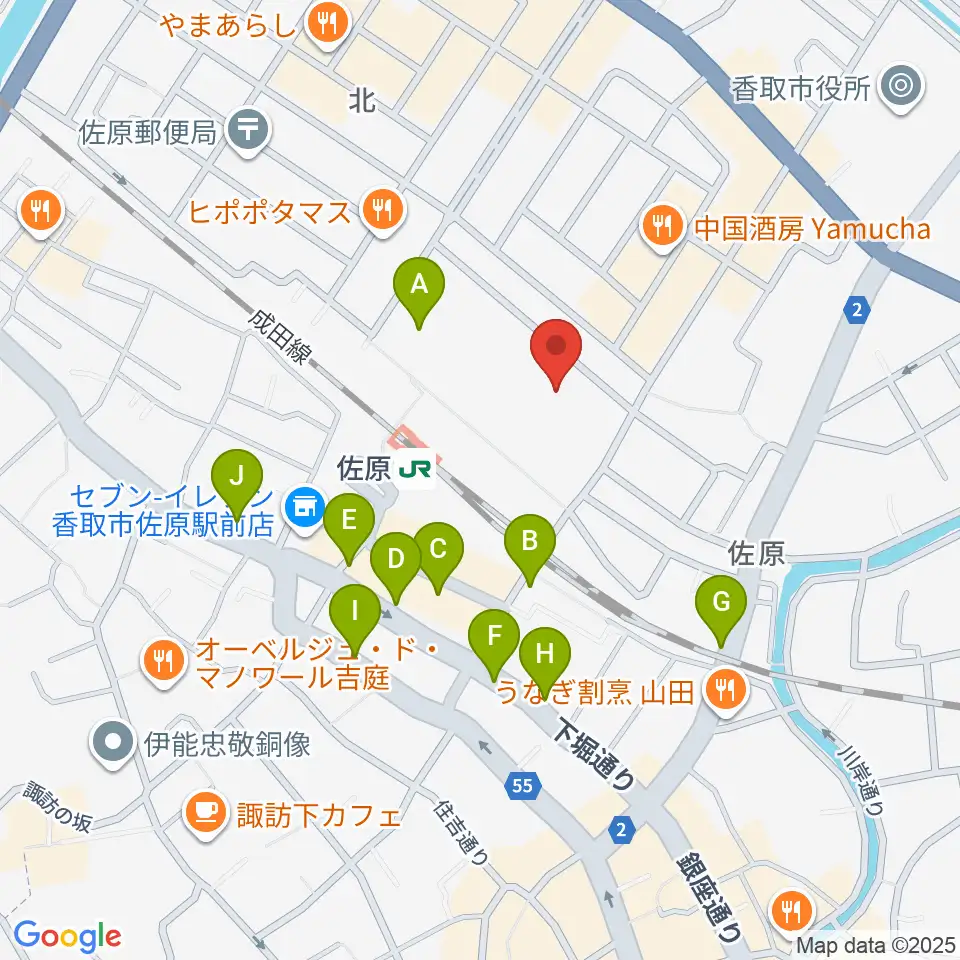 香取市佐原文化会館周辺の駐車場・コインパーキング一覧地図