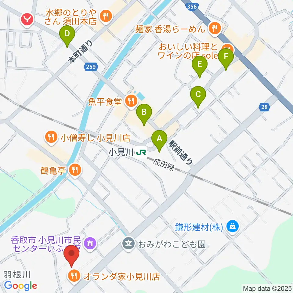 小見川市民センターいぶき館周辺の駐車場・コインパーキング一覧地図