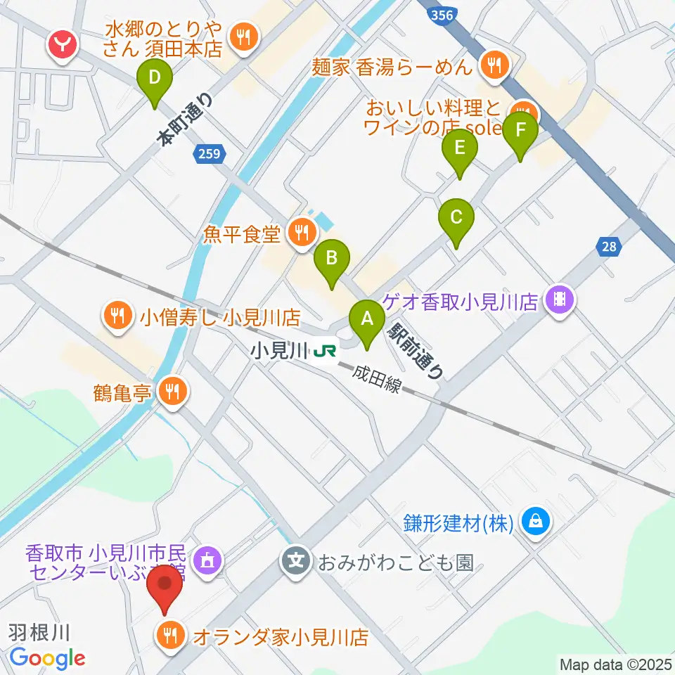 小見川市民センターいぶき館周辺の駐車場・コインパーキング一覧地図