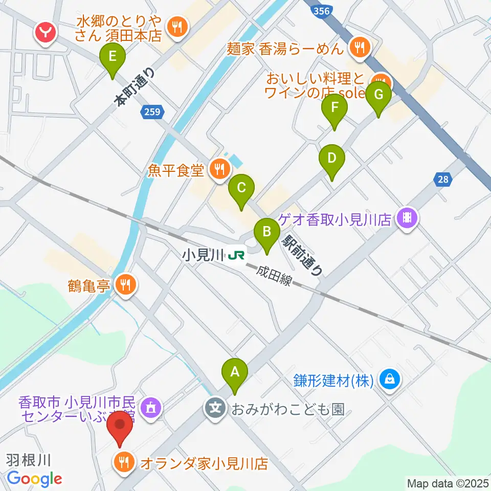 小見川市民センターいぶき館周辺の駐車場・コインパーキング一覧地図