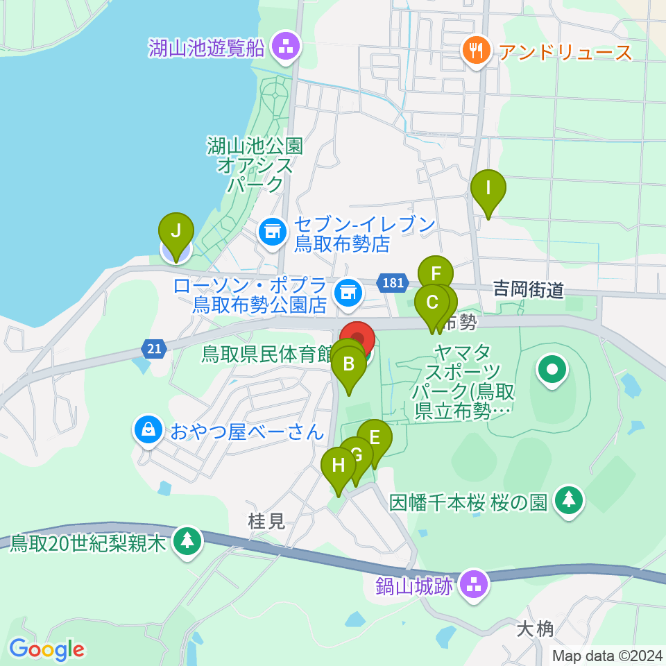 鳥取県民体育館周辺の駐車場・コインパーキング一覧地図