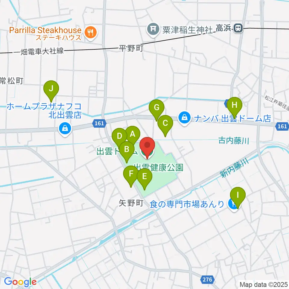 出雲ドーム周辺の駐車場・コインパーキング一覧地図