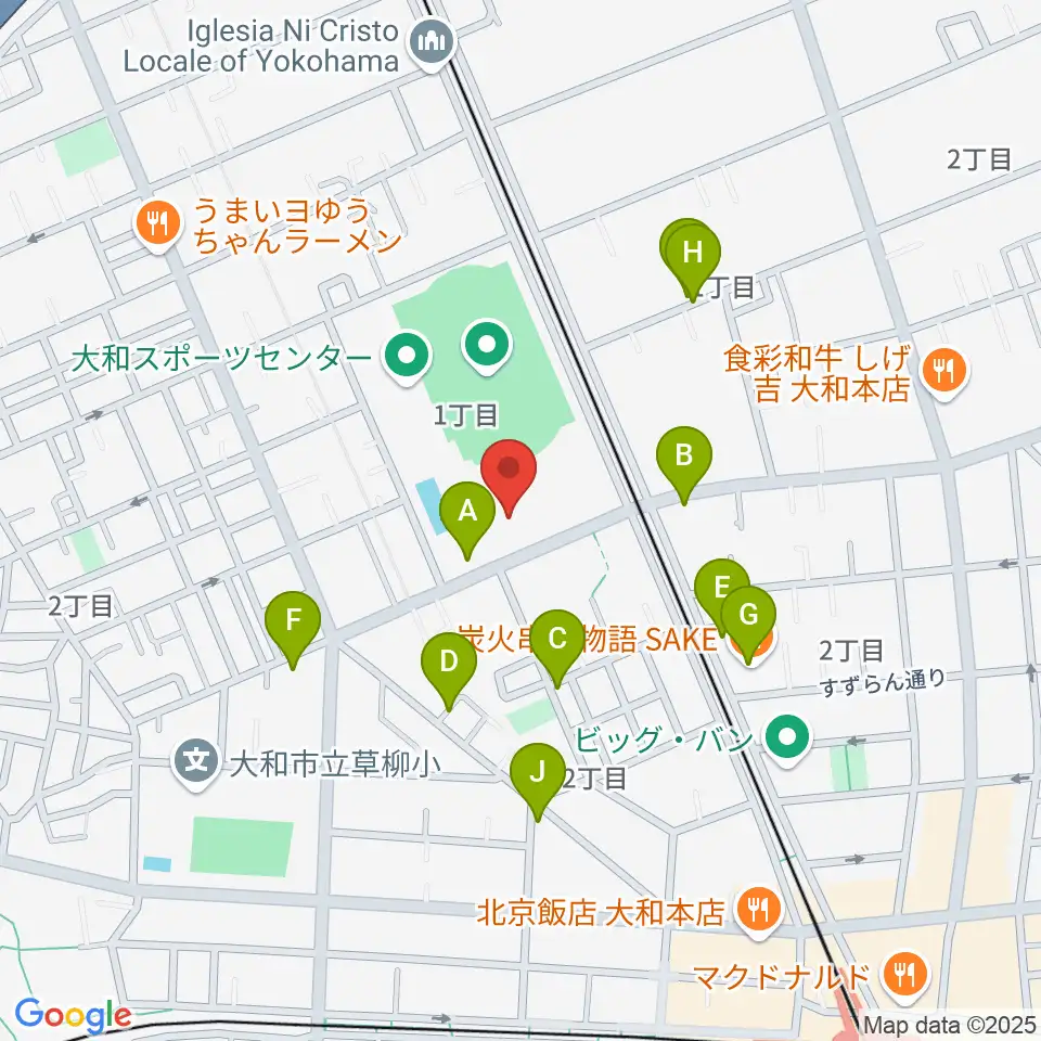 大和スポーツセンター体育会館周辺の駐車場・コインパーキング一覧地図