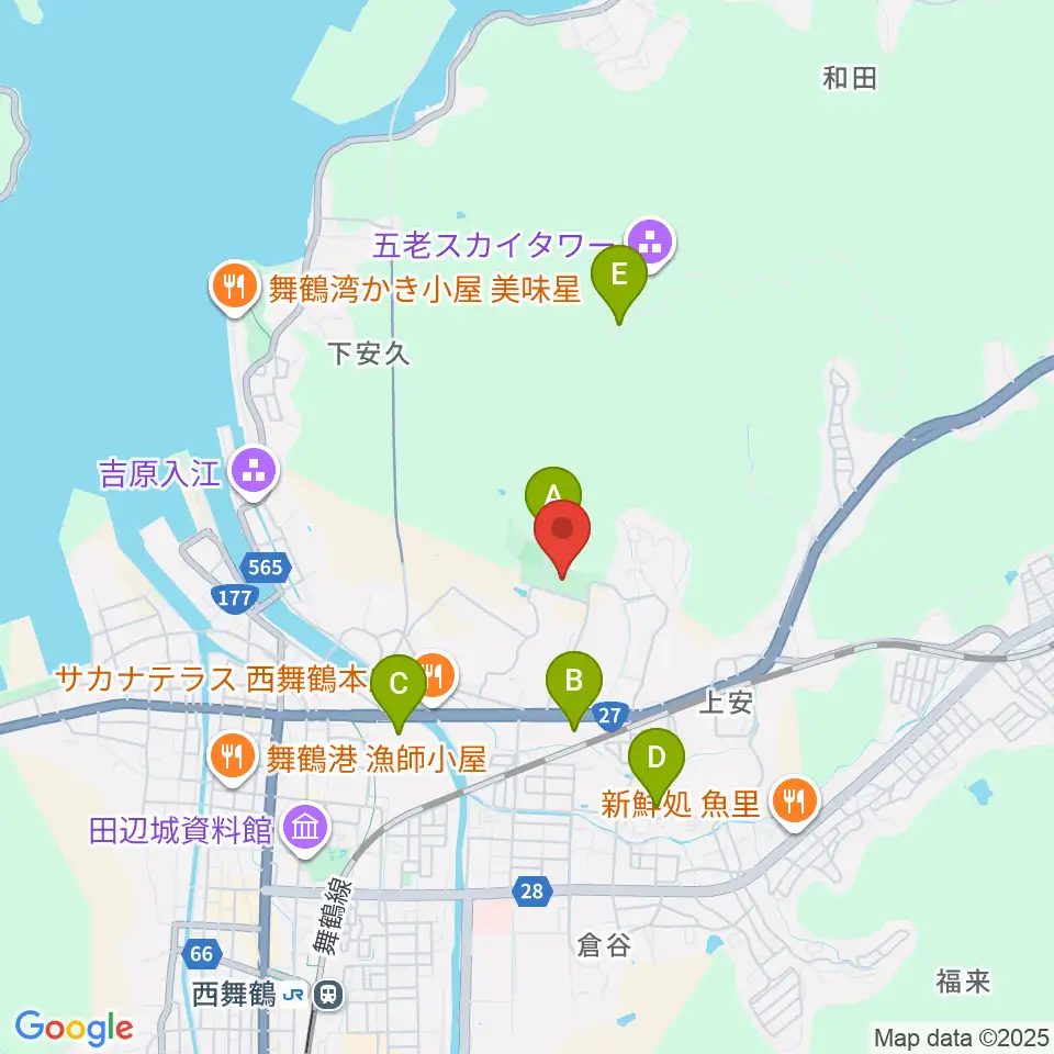 舞鶴文化公園体育館周辺の駐車場・コインパーキング一覧地図