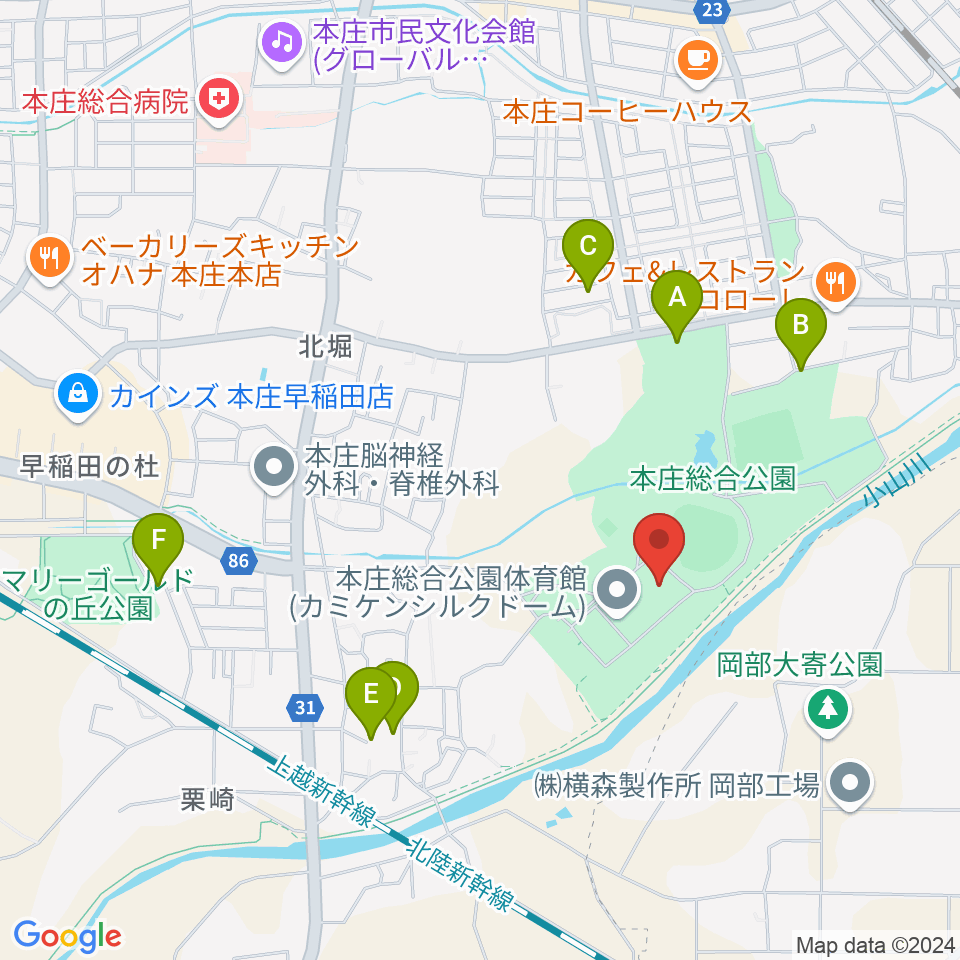 カミケンシルクドーム周辺の駐車場・コインパーキング一覧地図