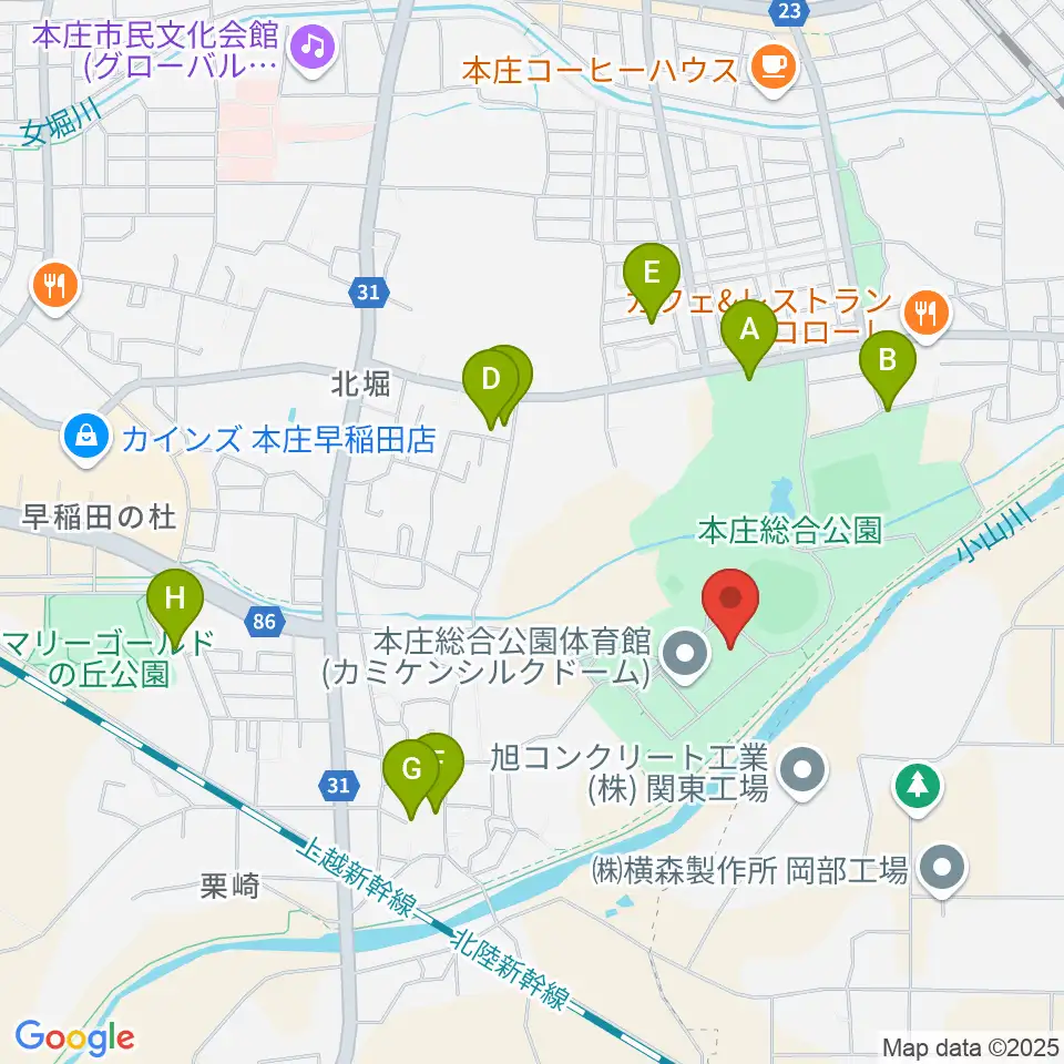 カミケンシルクドーム周辺の駐車場・コインパーキング一覧地図