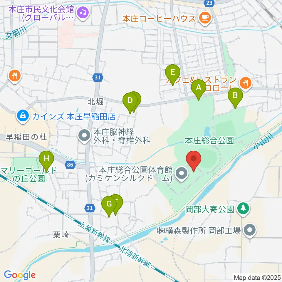 カミケンシルクドーム周辺の駐車場・コインパーキング一覧地図