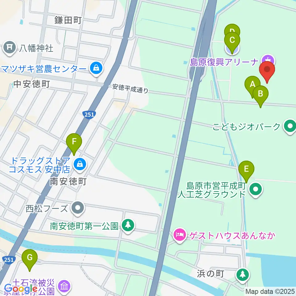 島原復興アリーナ周辺の駐車場・コインパーキング一覧地図