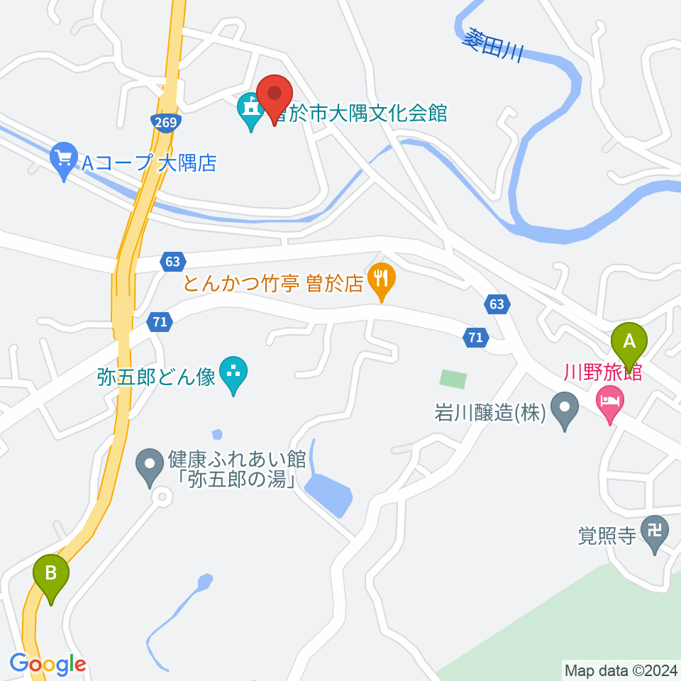 大隅文化会館周辺の駐車場・コインパーキング一覧地図