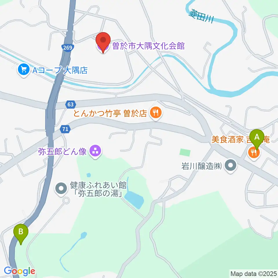 曽於市大隅文化会館周辺の駐車場・コインパーキング一覧地図