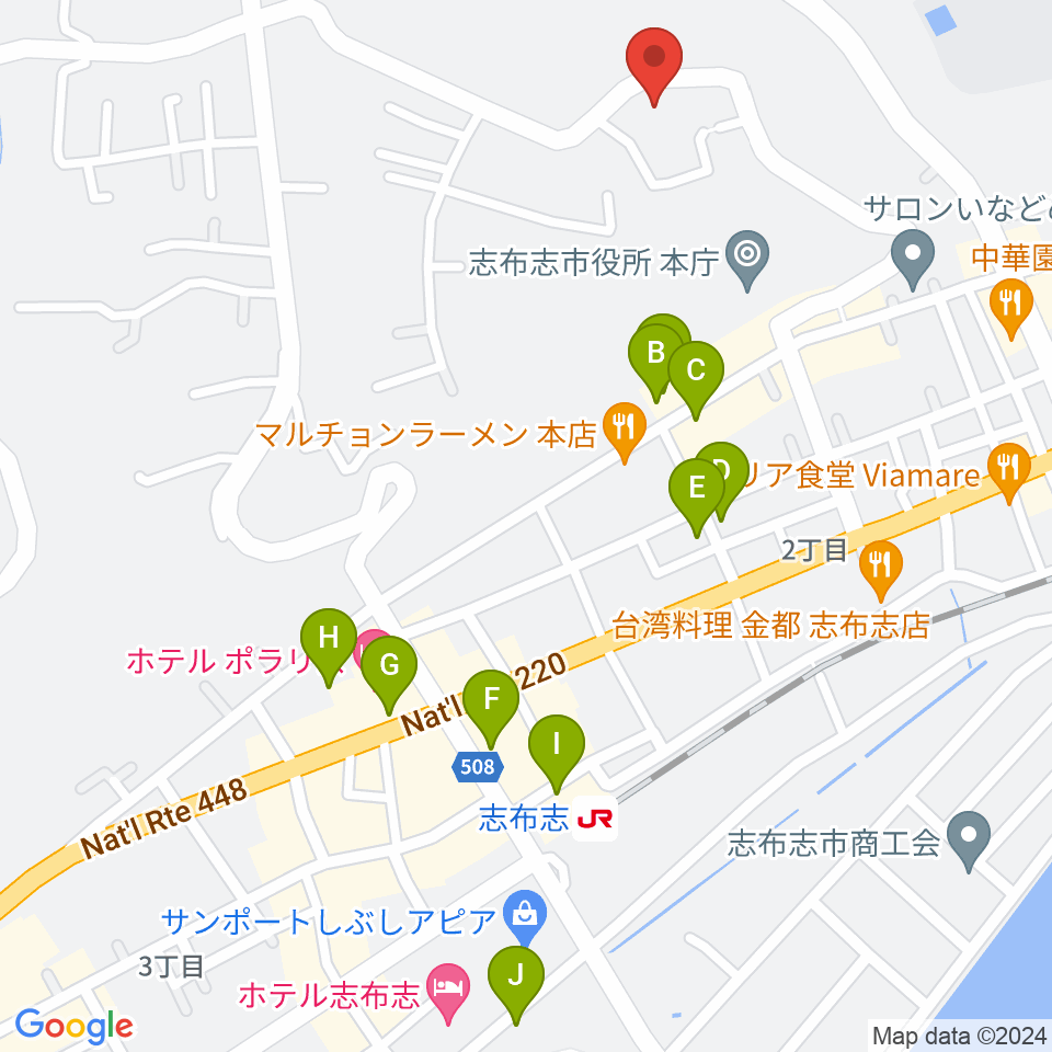 コミュニティセンター志布志市文化会館周辺の駐車場・コインパーキング一覧地図