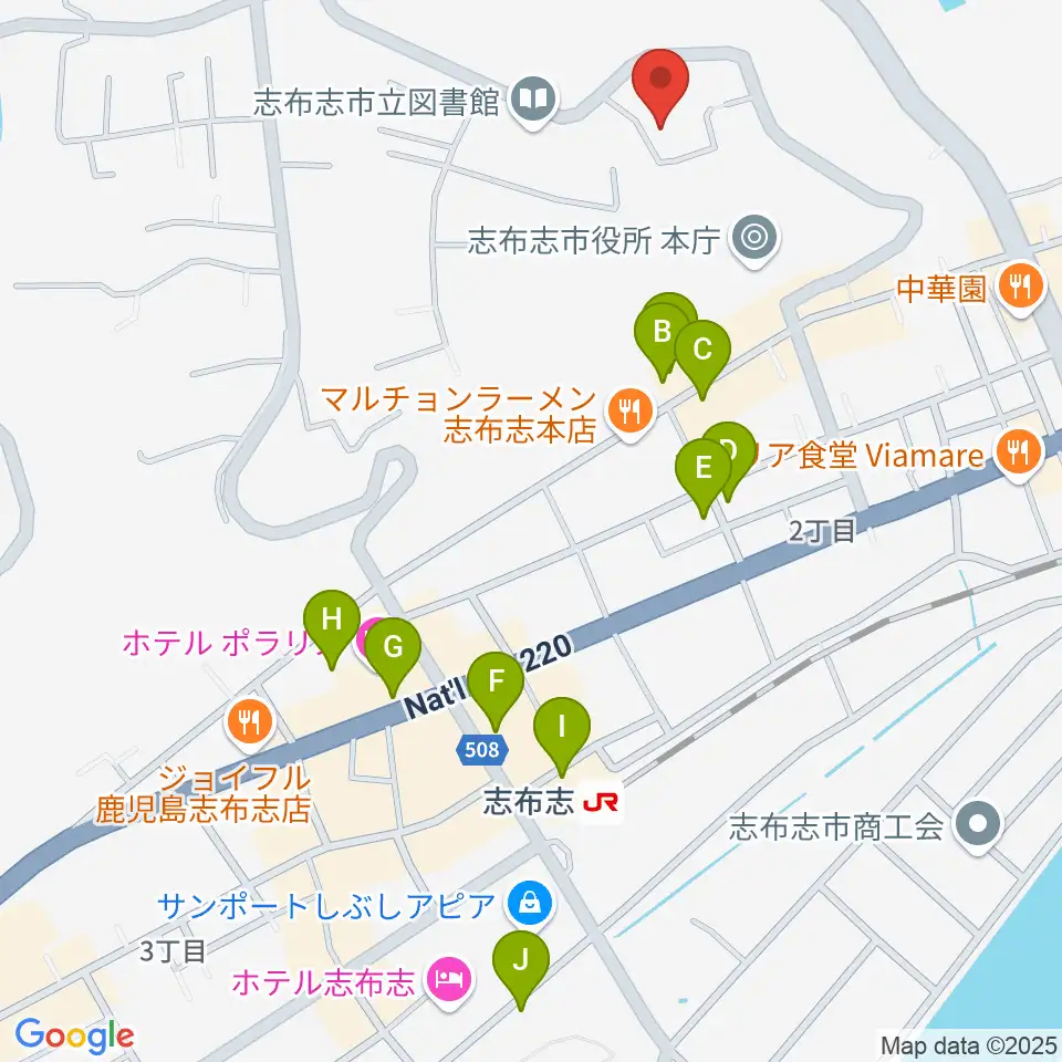 コミュニティセンター志布志市文化会館周辺の駐車場・コインパーキング一覧地図