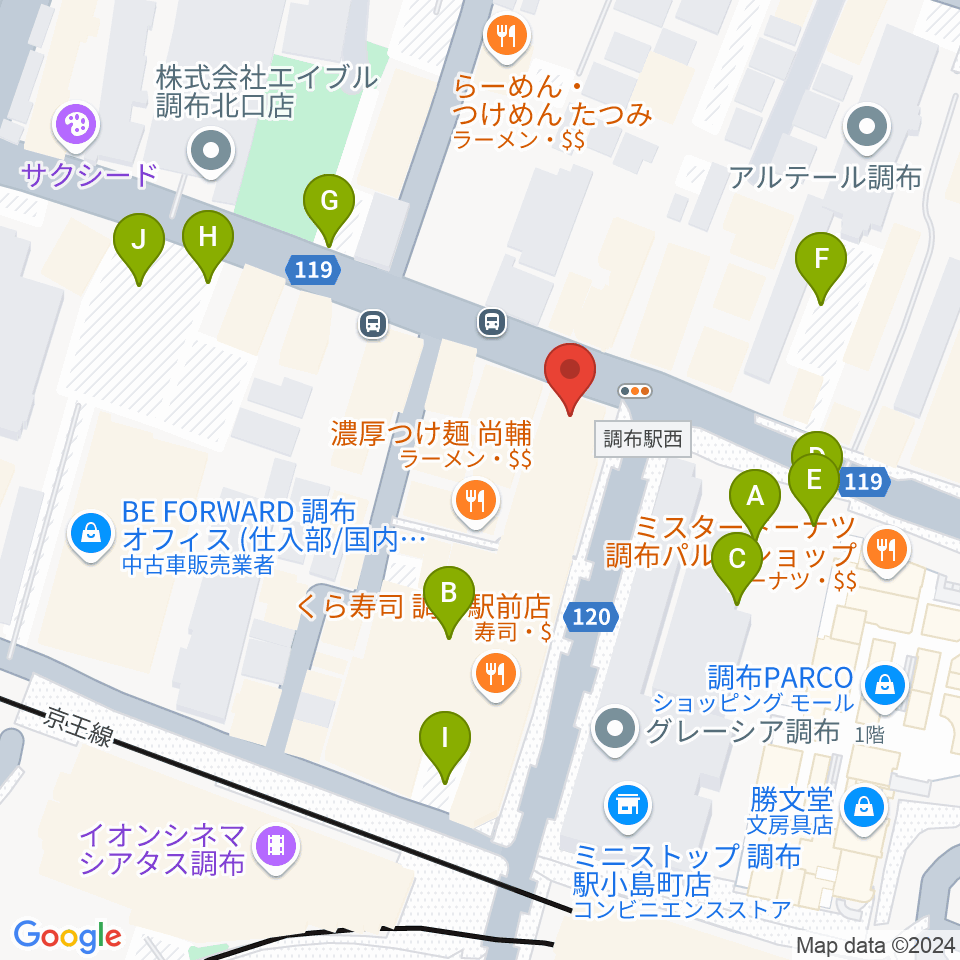 調布Cross周辺の駐車場・コインパーキング一覧地図