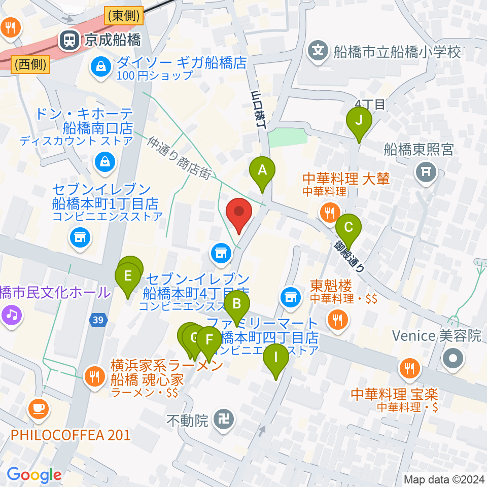 船橋コクリコット周辺の駐車場・コインパーキング一覧地図