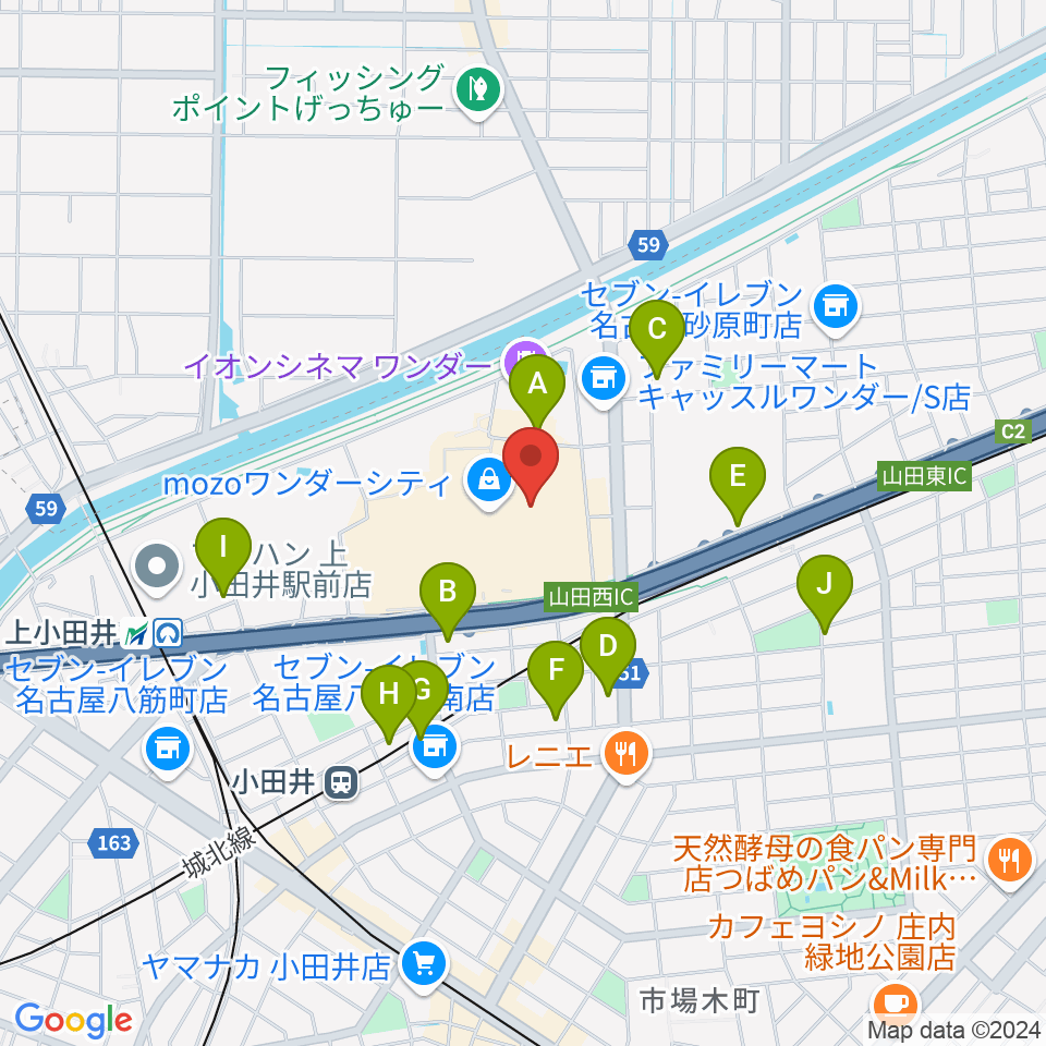 島村楽器 名古屋mozoオーパ店周辺の駐車場・コインパーキング一覧地図